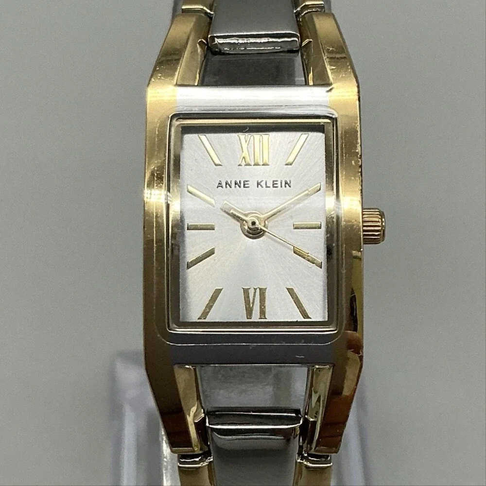 Anne Klein Womens Watch 17mm Silver Gold Two Tone 10/6419G New Battery 7.25
